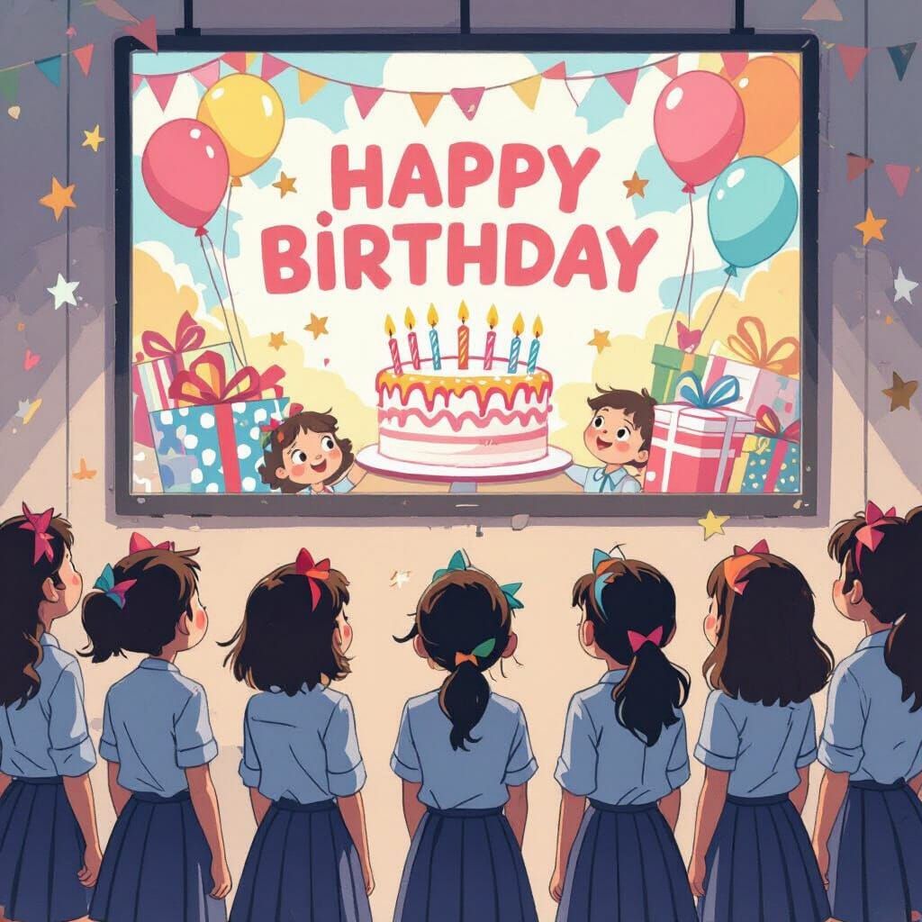 Playful Girls Celebrate Birthday in Comic Book Style