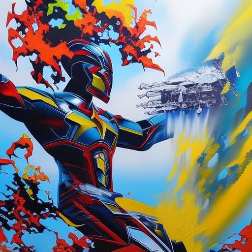 Avengers Graffiti Art in Polychromatic Splash Style