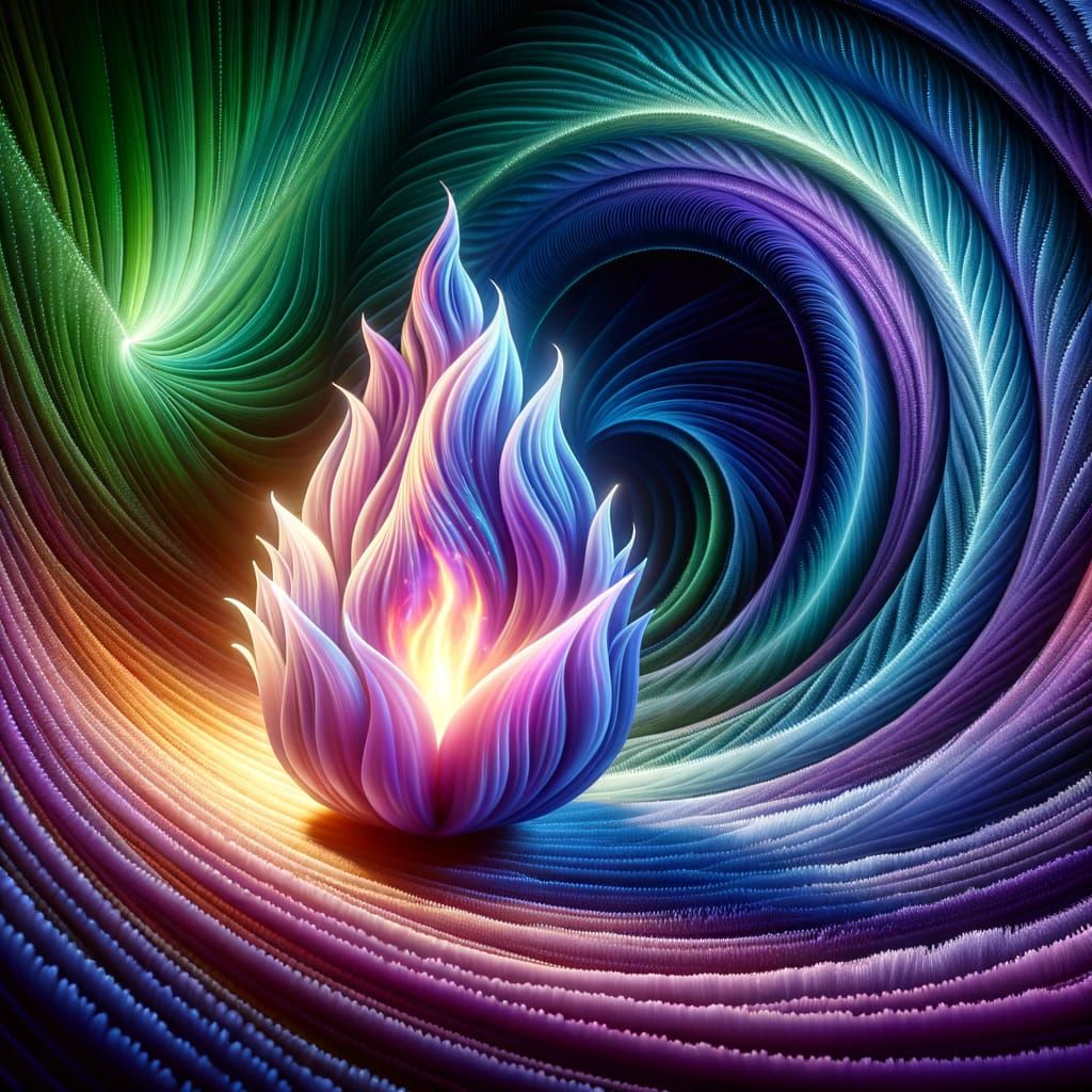 Surreal, Fine Art Flame Radiates Healing Energy in Pastel-Pu...