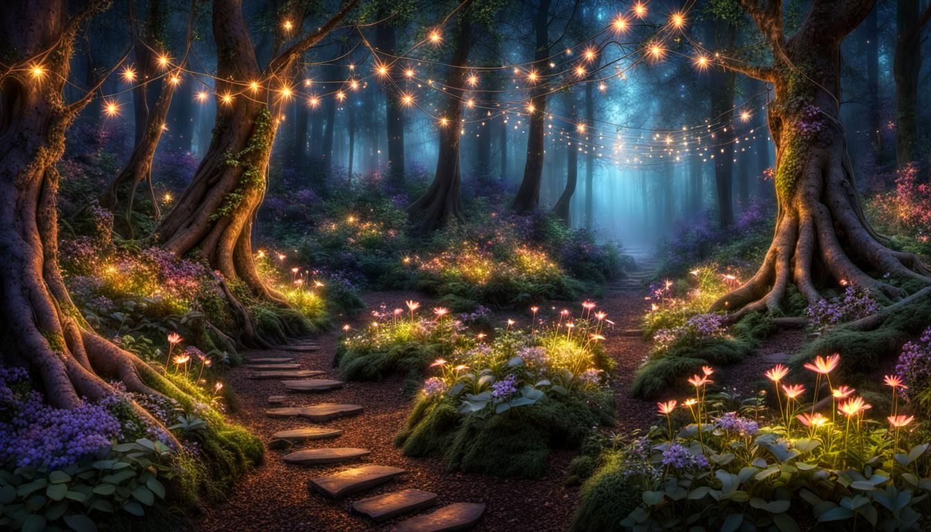 Enchanting Fairy Woods at Twilight
