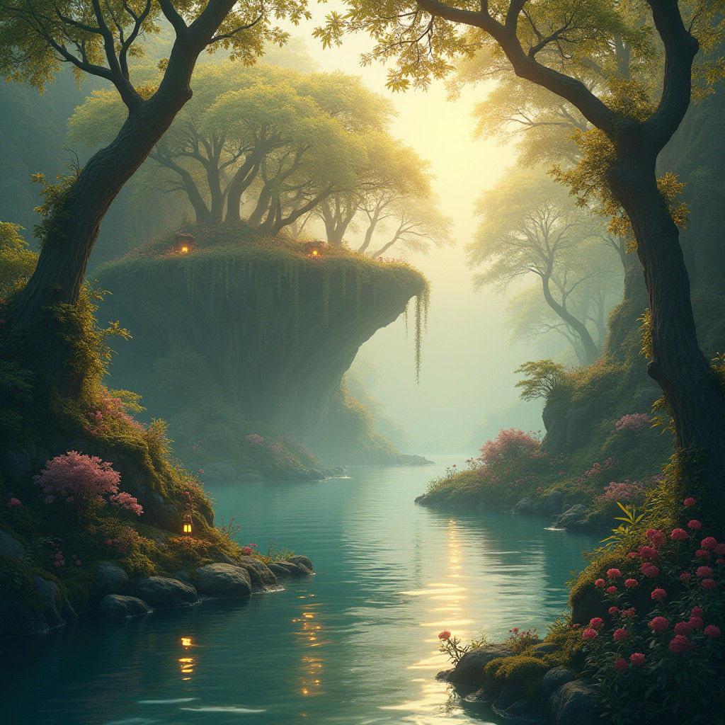 Enchanted Island Haven in Iridescent Mist