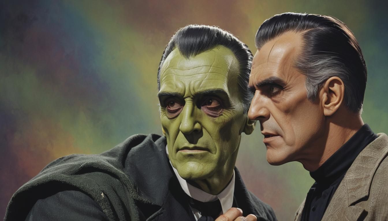 Christopher Lee as the Hammer Frankenstein Monster, Meets Bo...