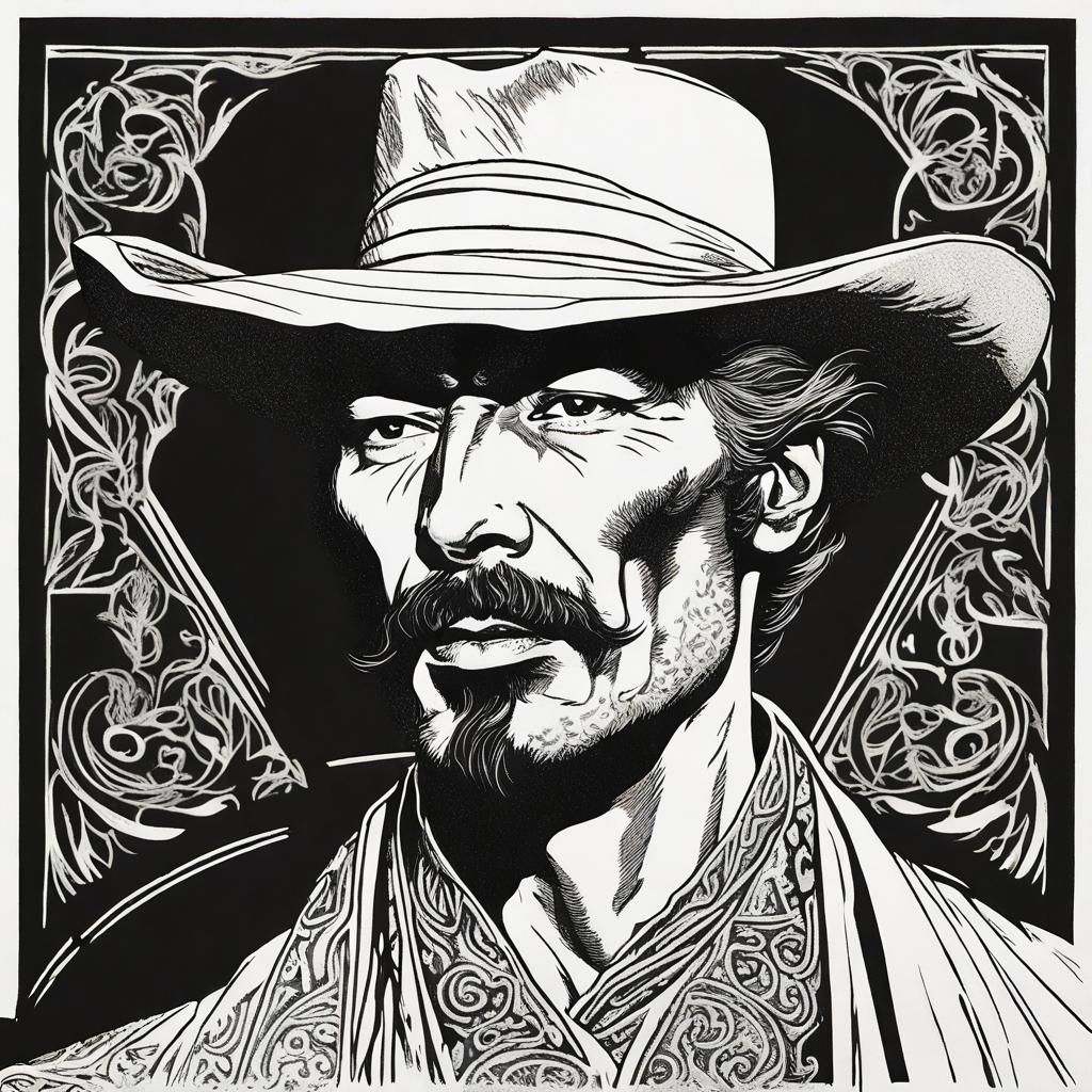 Lee Van Cleef as Paris in Linocut Style