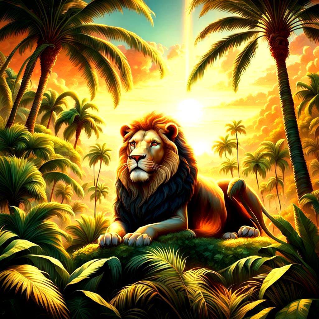 Asiatic Lions in Desert Landscape