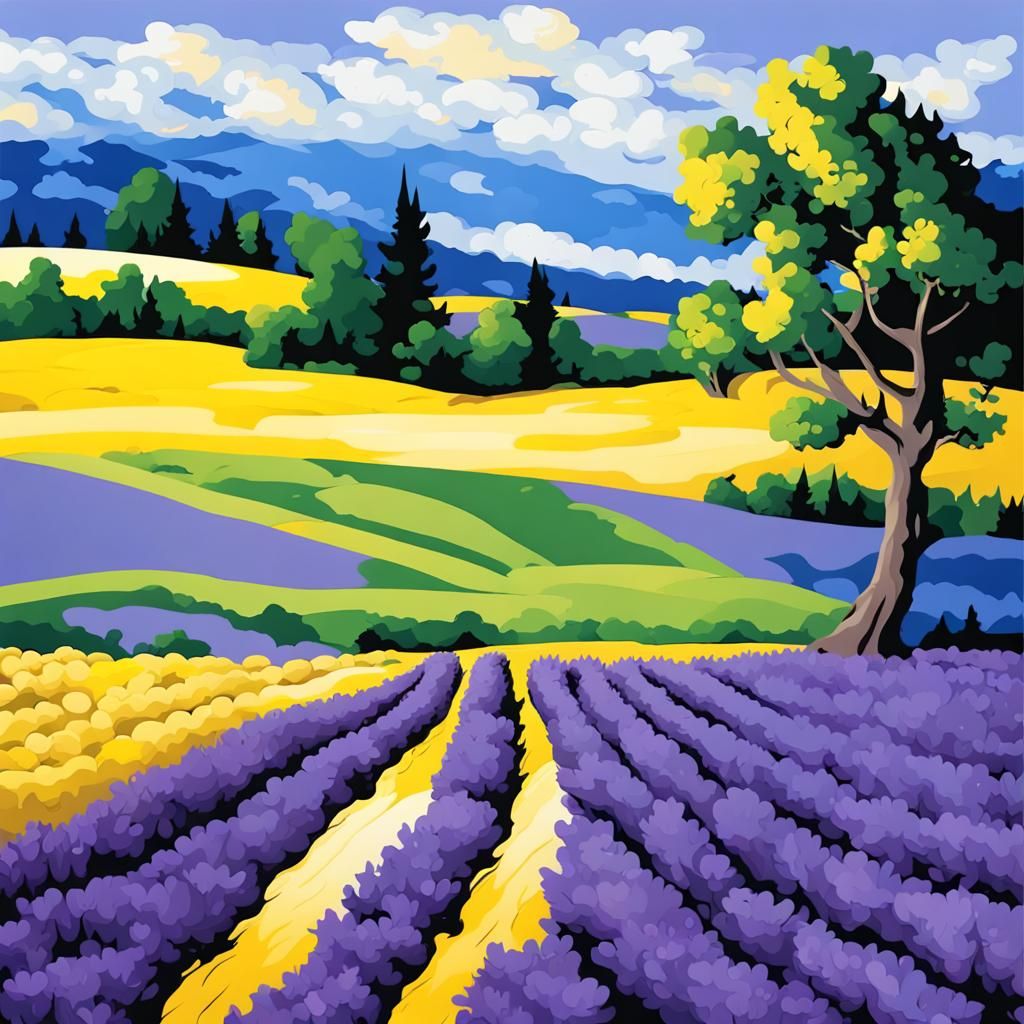 Abstract Lavender Fields Paint by Numbers
