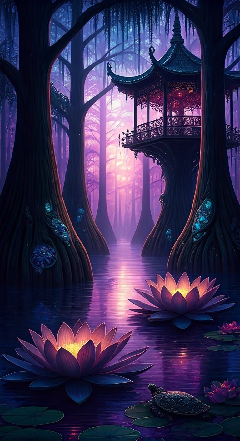 Ethereal Twilight Swamp Paradise