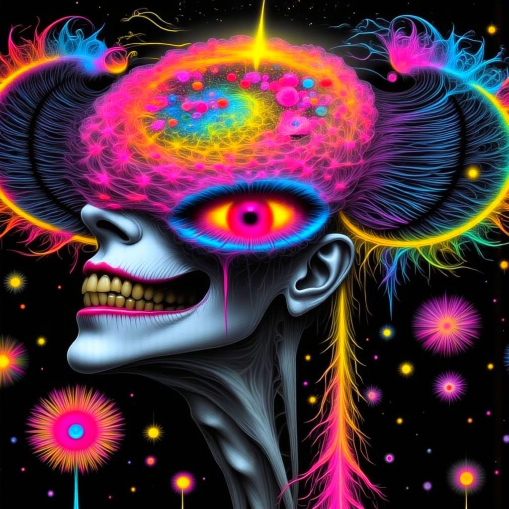 Surreal Gothic Bloom in Neon Dreamscape