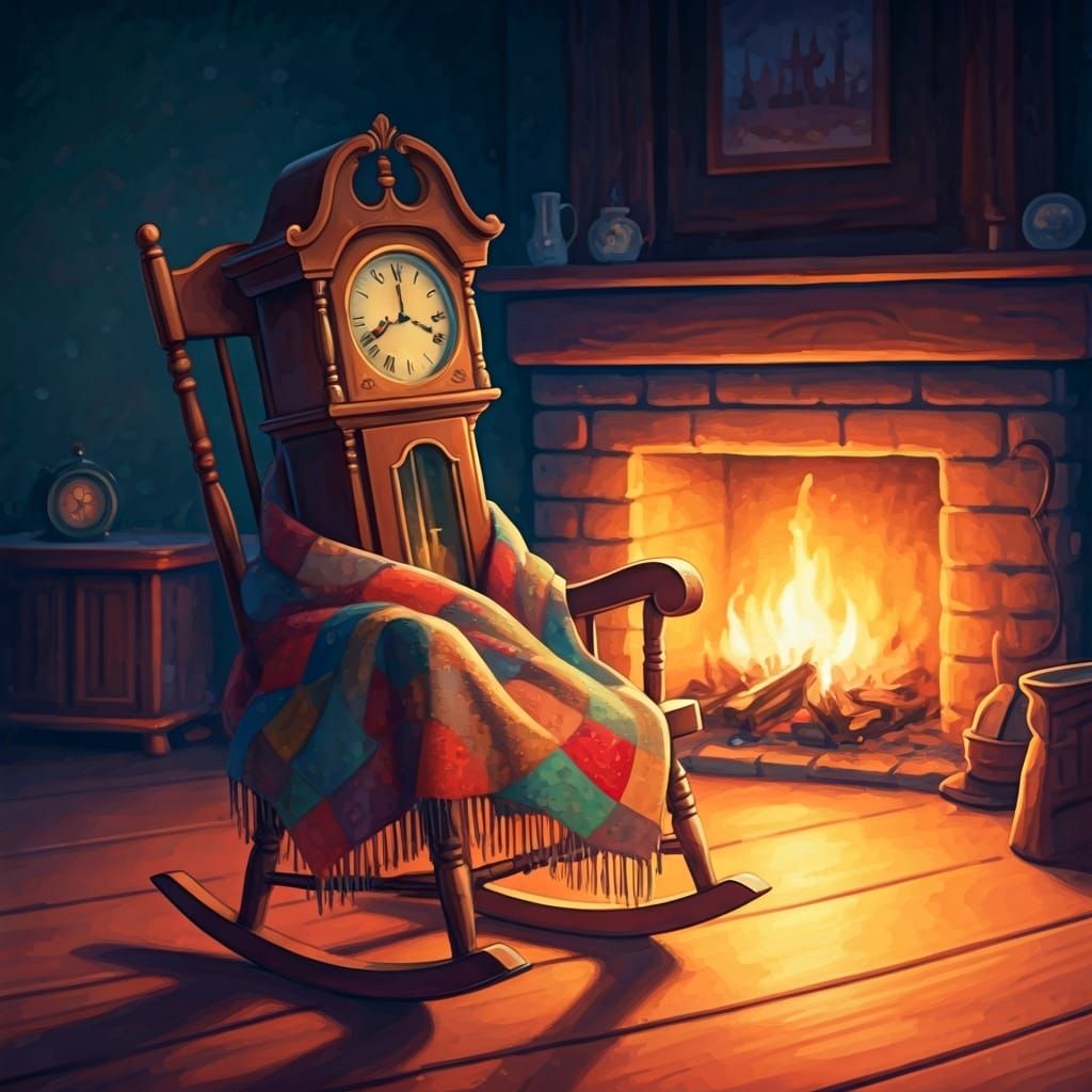 Grandfather Clock in Watercolor Style