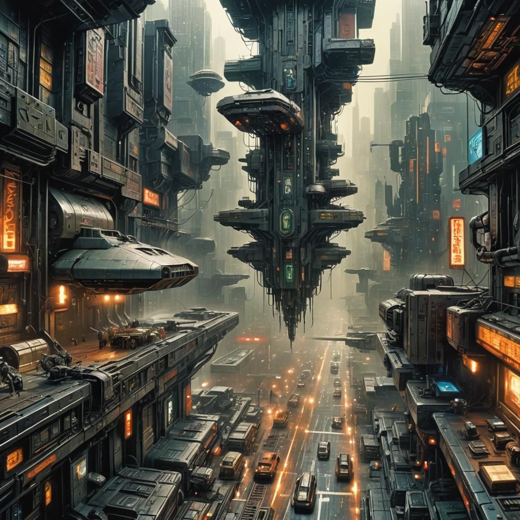 Cyberpunk Biomechanical Art of Advanced Technology