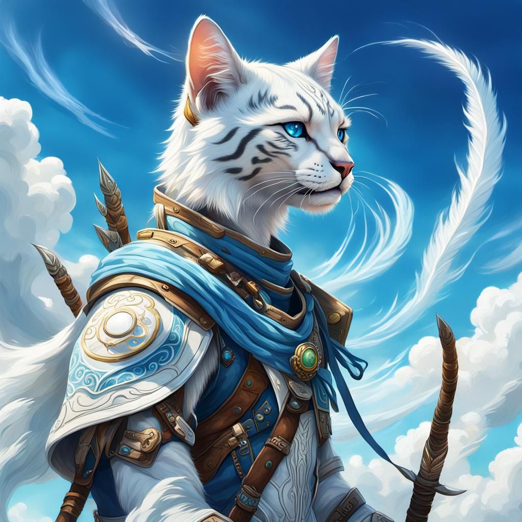 Air Genasi Tabaxi Ranger in Aaron Griffin Style