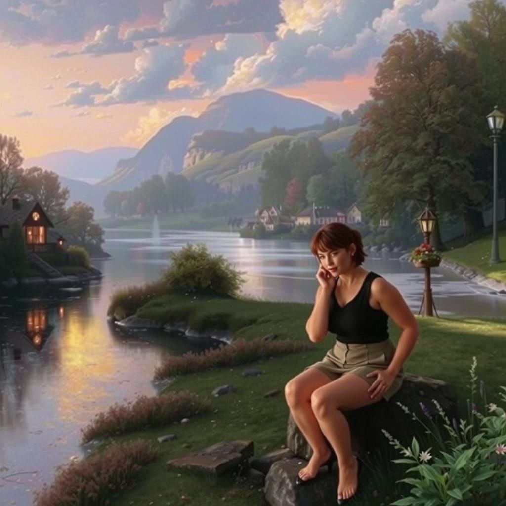 Ethereal River Scene in Kinkade Style