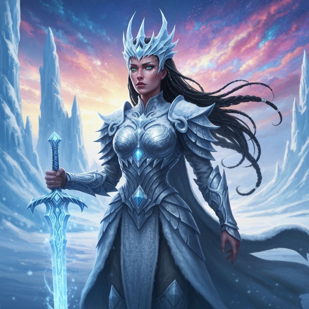 Warrior Snow Queen in Detailed Matte Painting
