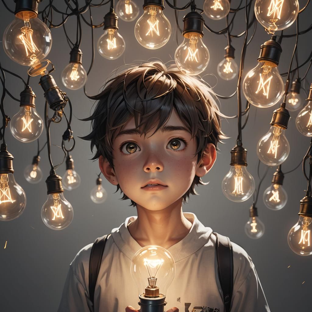 Boy's Bright Idea: 3D Anime Art Portrait