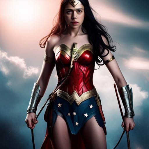 Billie Eilish as Wonder Woman in Hyperrealistic Style