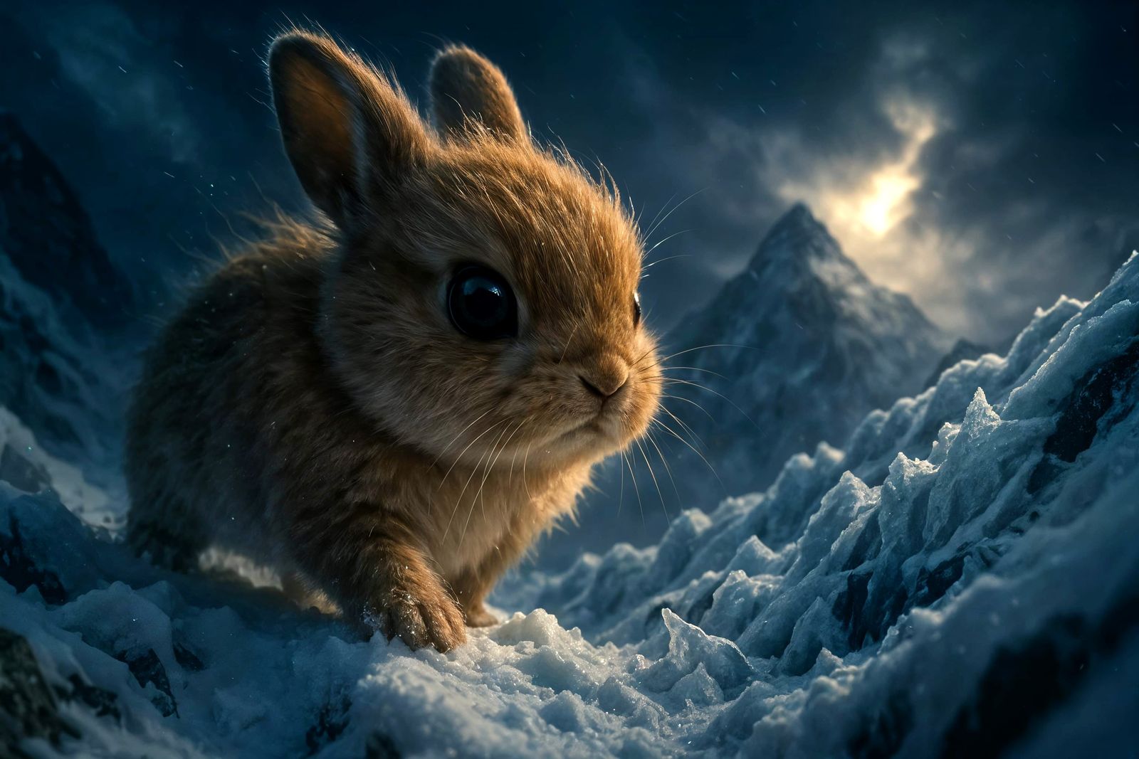 Fluffy Bunny Conquers Icy Mountain Peak