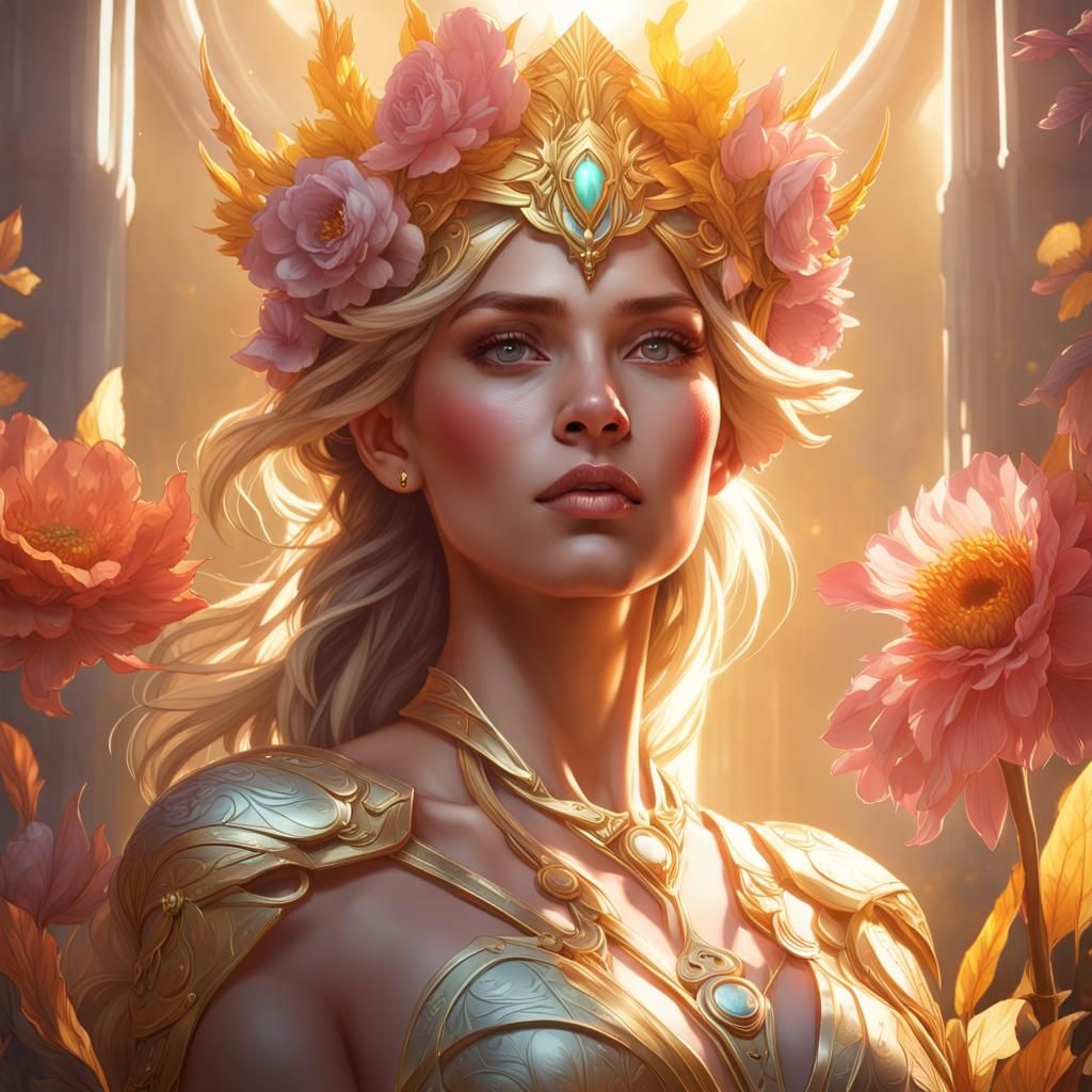 Flower Queen Freya Portrait in Golden Light
