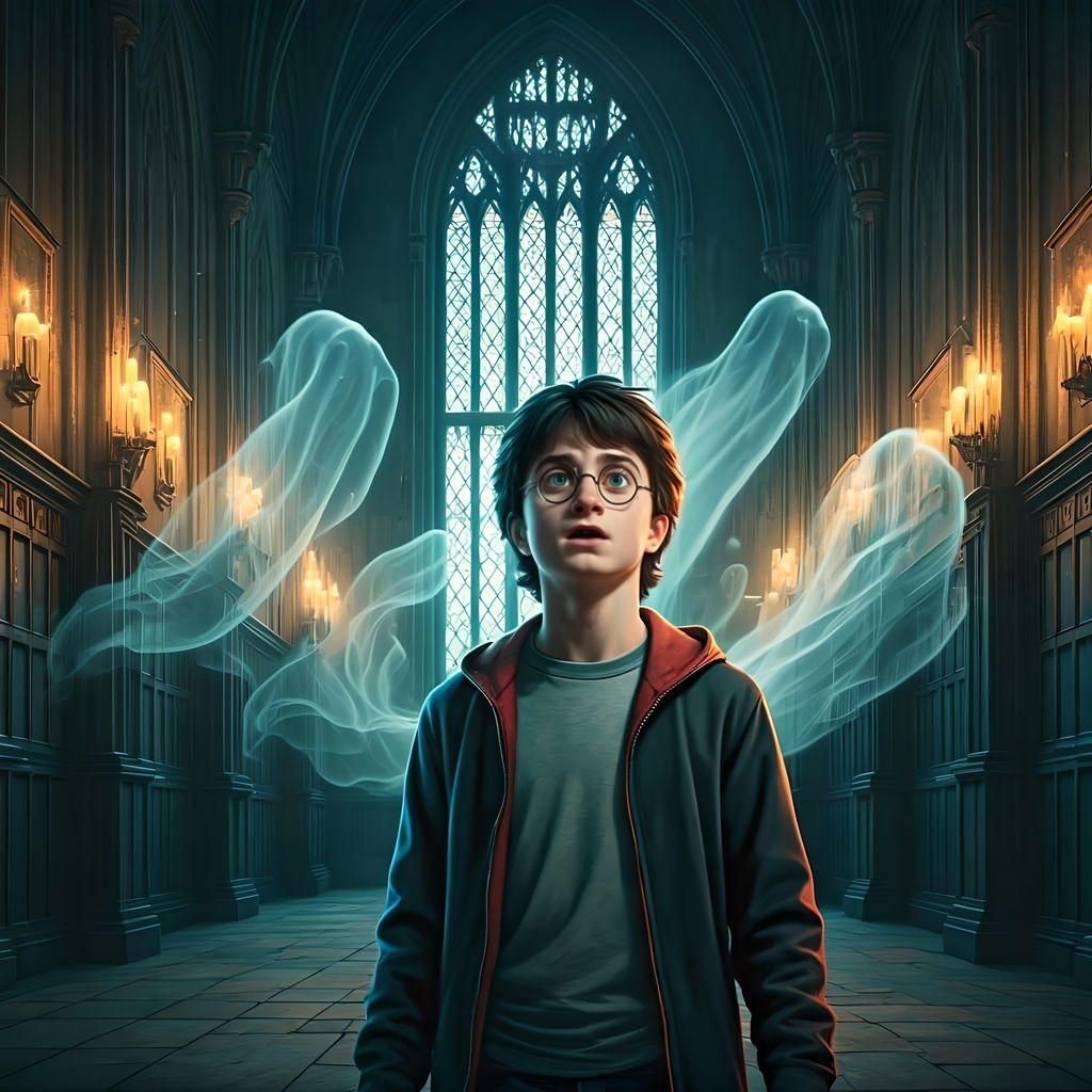 Harry Potter's Ghostly Encounter at Hogwarts
