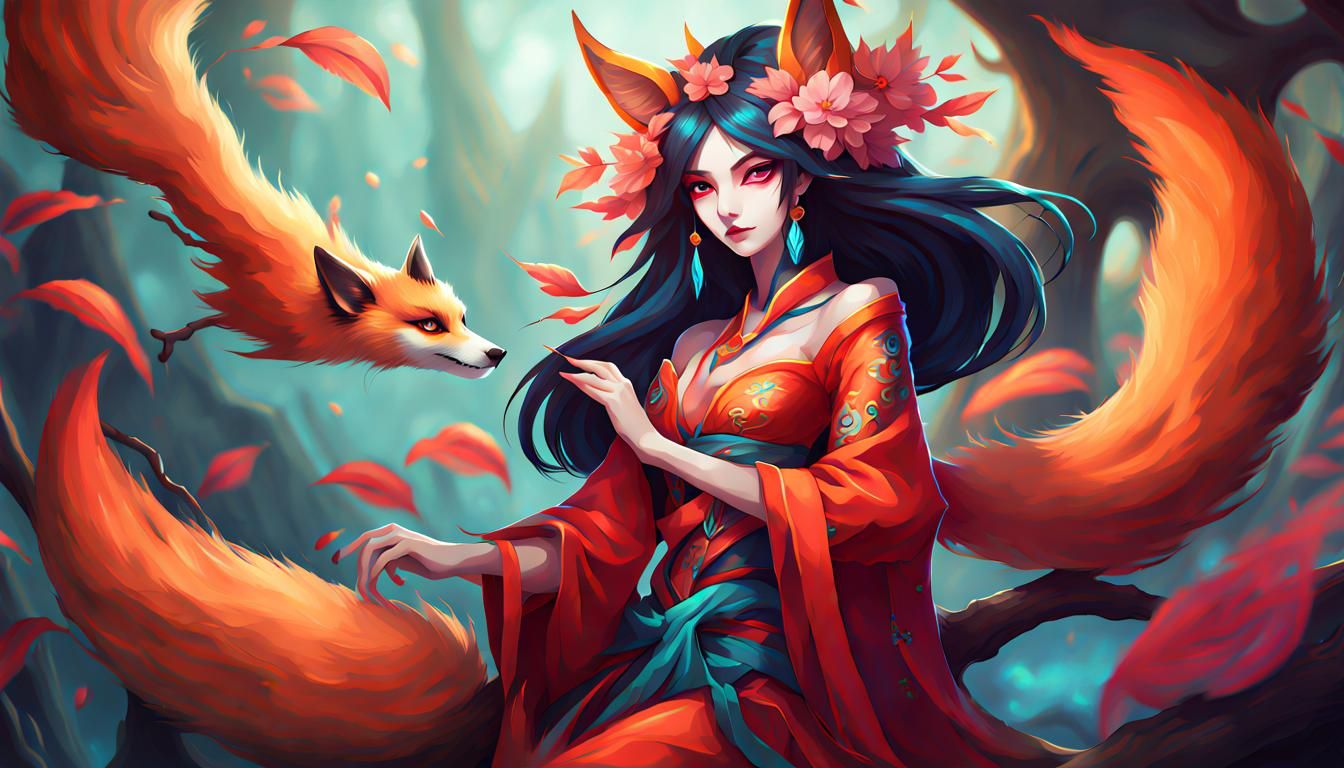 Kumiho Fantasy Art in League of Legends Style