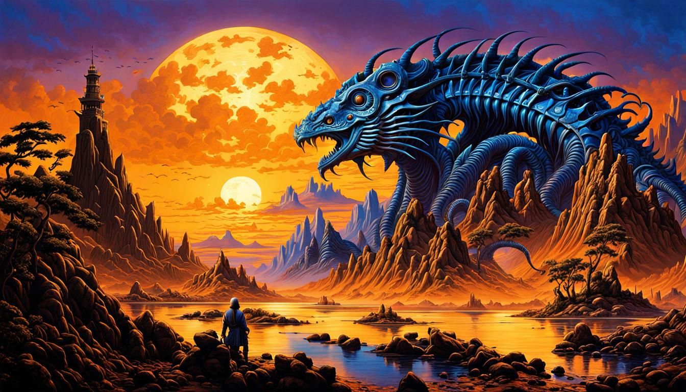 Burning World: Vivid Colors in Art Nouveau Style