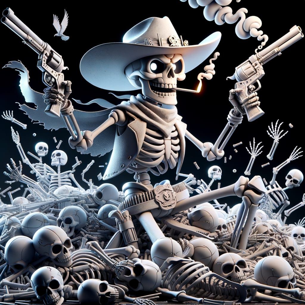 Ethereal Skeleton Cowboy Reigned Supreme in a Haunting Anime...