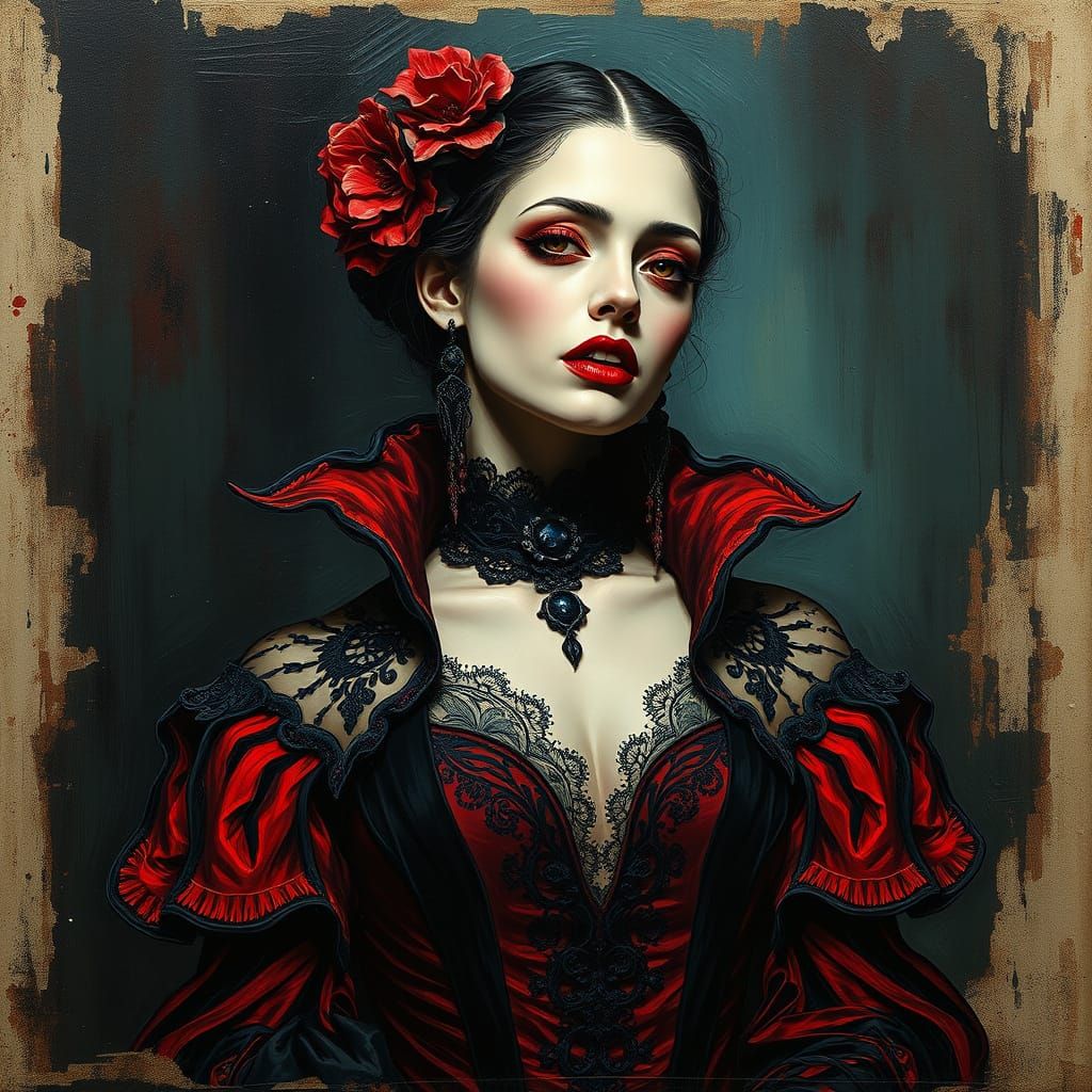 Gothic Vampire in Neo-Impressionistic Style