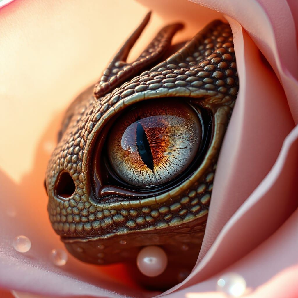 Dragon Eye in Rose Leaf: Hyperdetailed Macro View