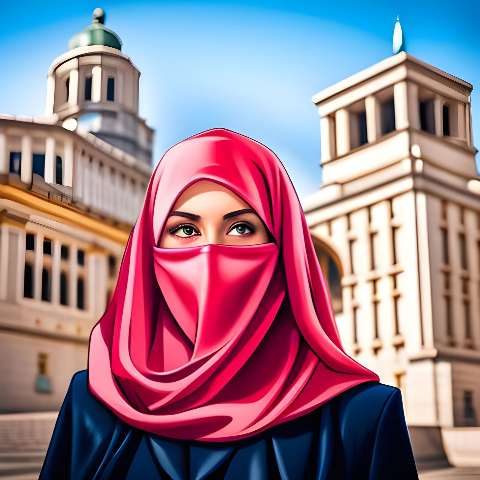 Beautiful German Woman in Pink Niqab Portrait