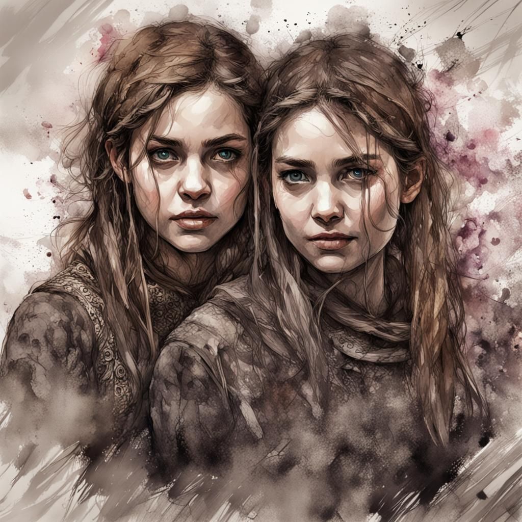 Sisters Movie Poster in Ink Paint Sketch Style