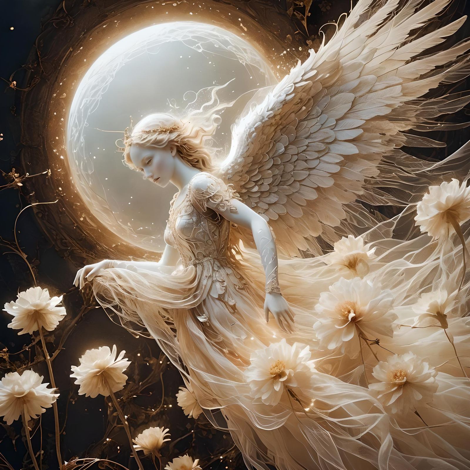 Ethereal Angel with Tulle Wings