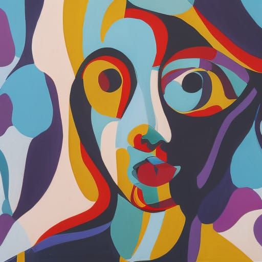 Psychedelic Portrait of Young Woman in Abstract Art