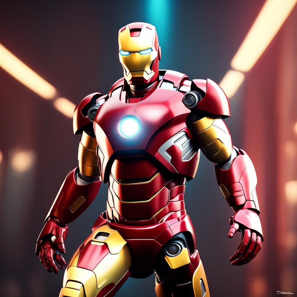 Iron Man 3D Digital Art in Pixar Style