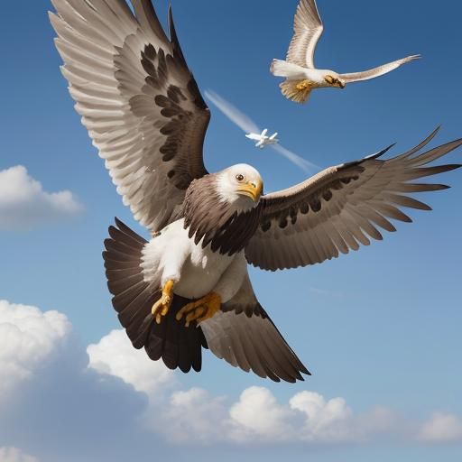 Giant Eagle Flying with Babies