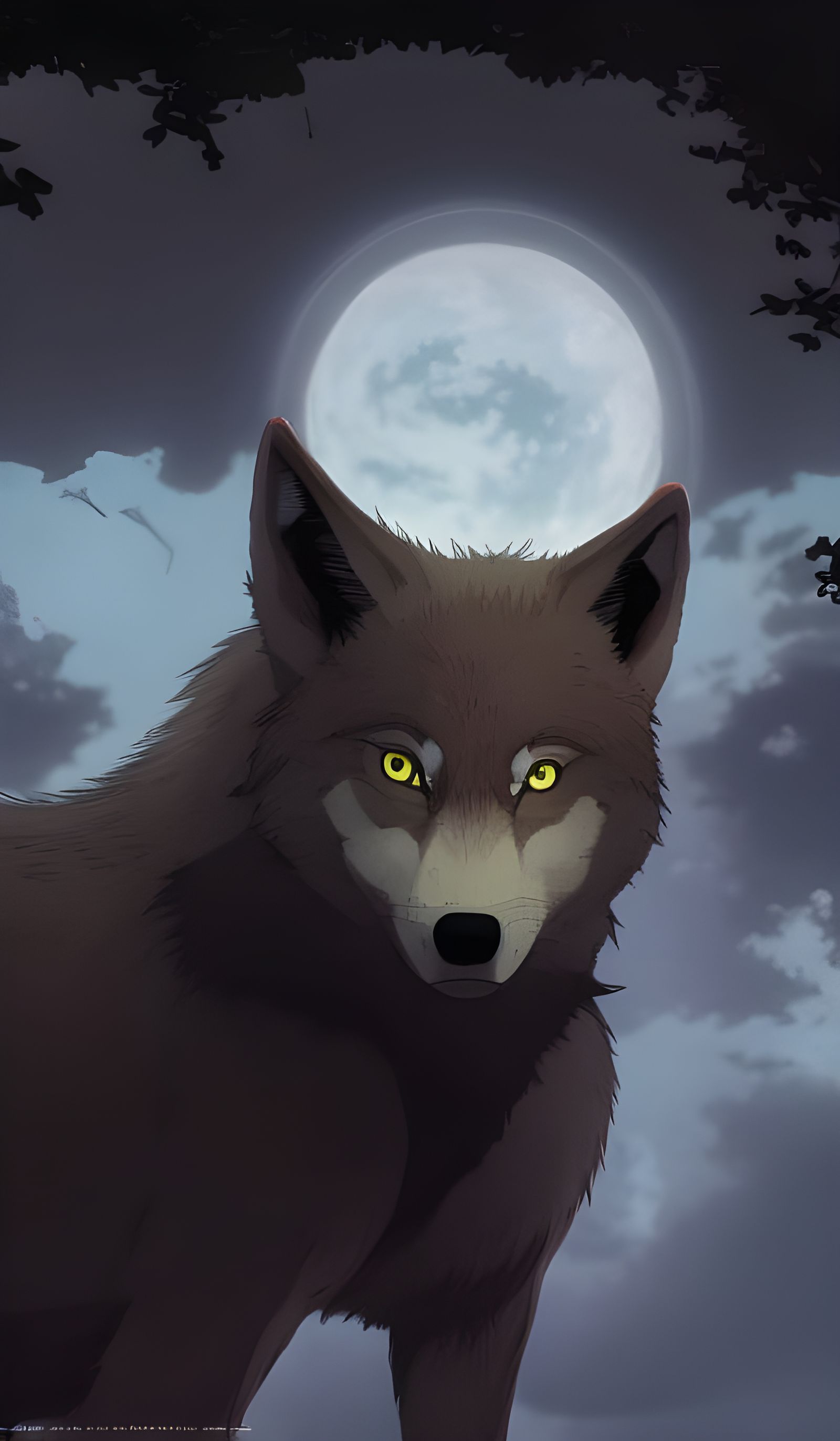 Wolf Eyes in Studio Ghibli Anime Style