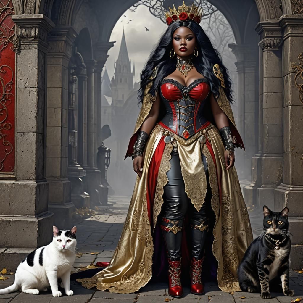 Gothic Plus Size Woman with Cats