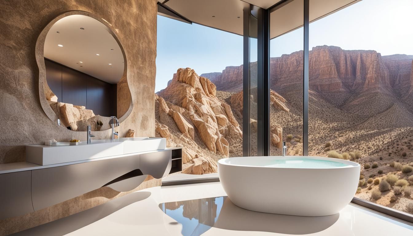 Ultra-Modern Cliffside Desert Home Bathroom