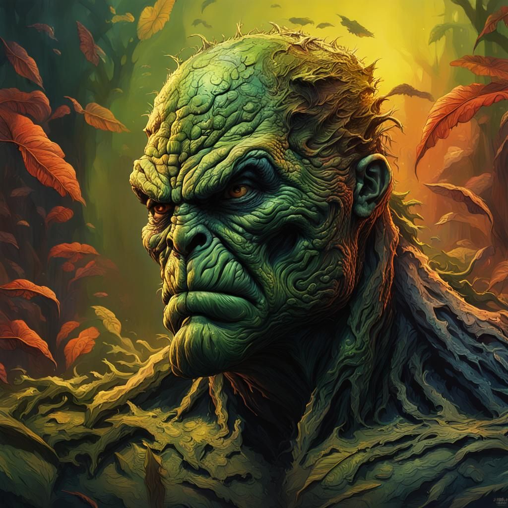 Hyperrealistic Swamp Thing Splash Art