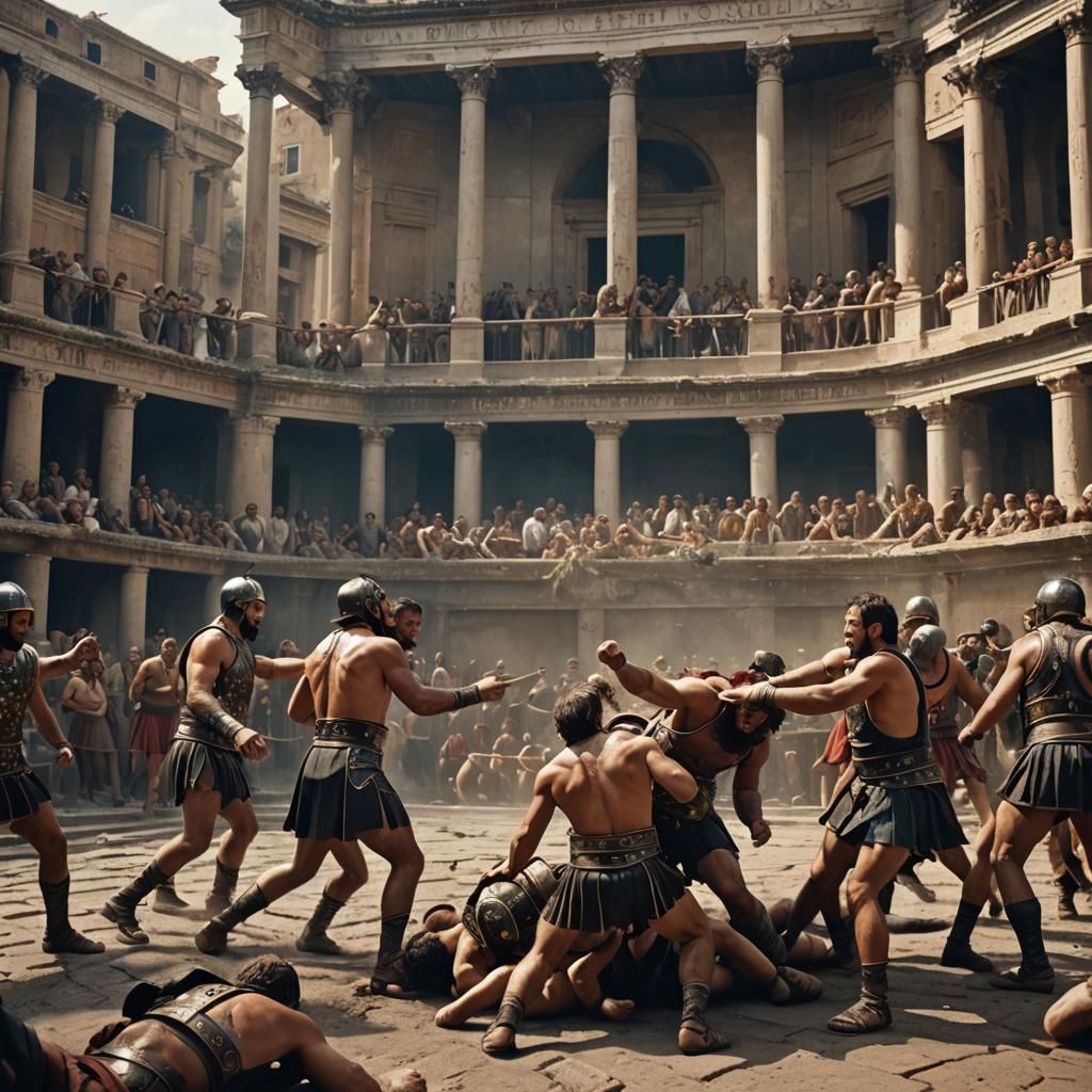Gladiatorial Wrestling in Ancient Rome: Epic Digital Art