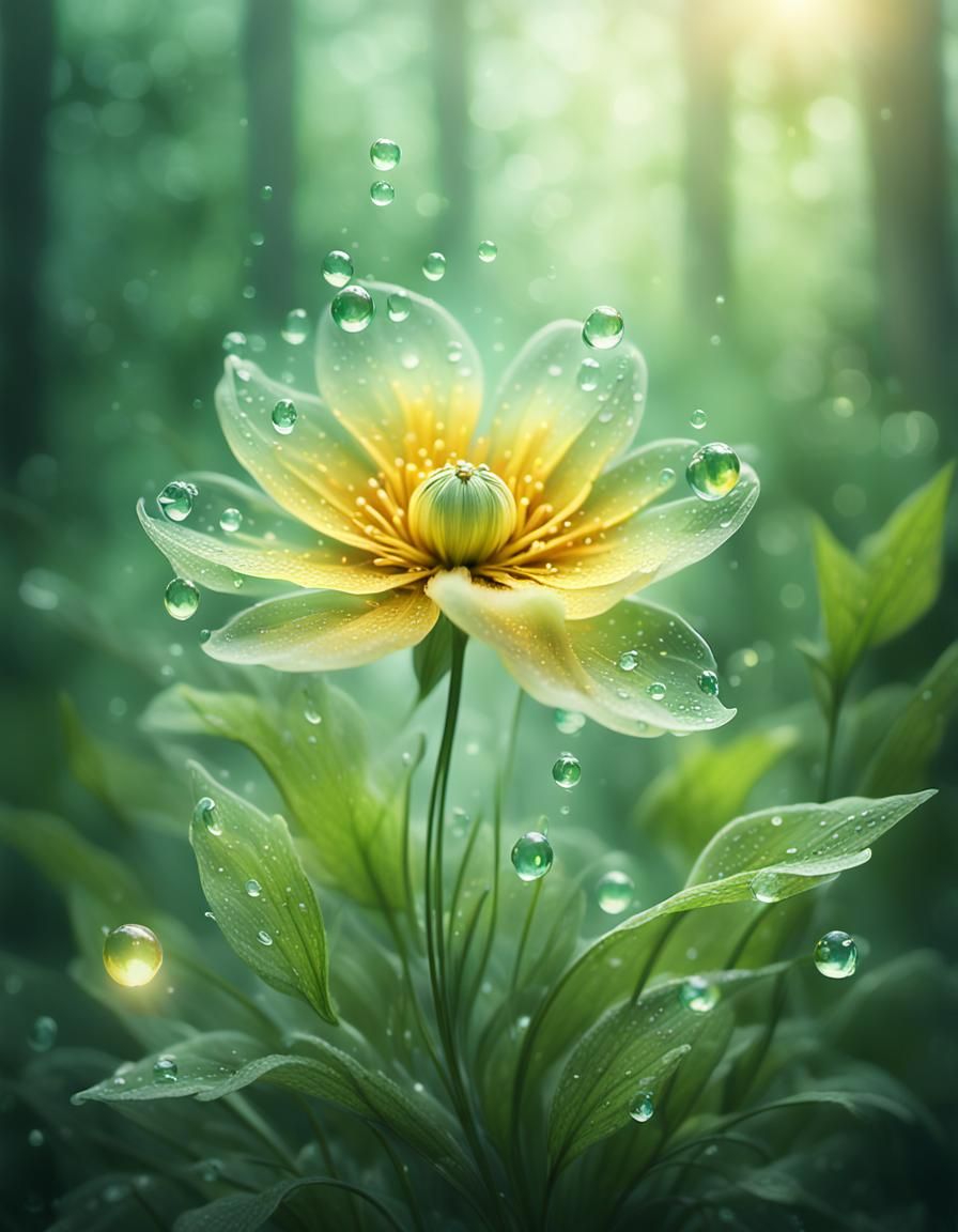 Magical Flower in Misty Forest: Digital Matte Painting