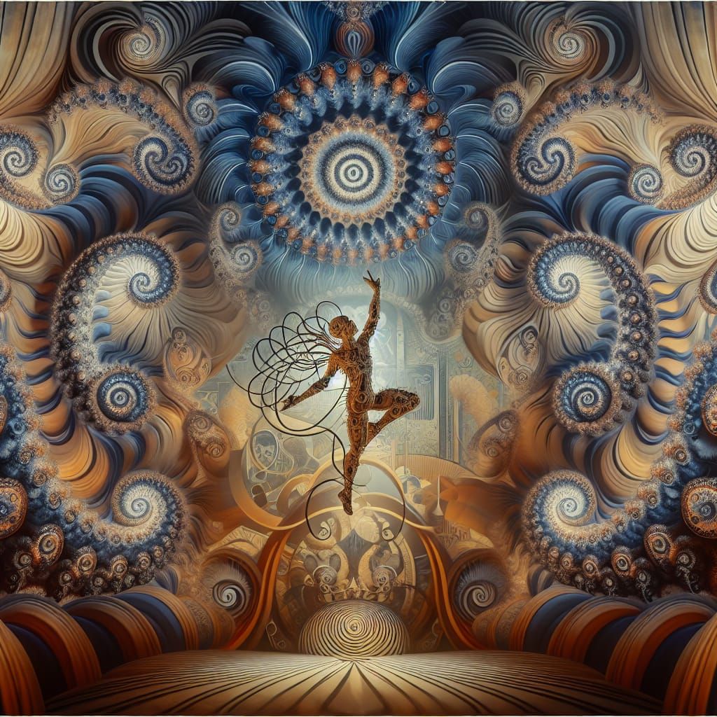 Maximalist Paradox Dance in Fractal Art Nouveau Style