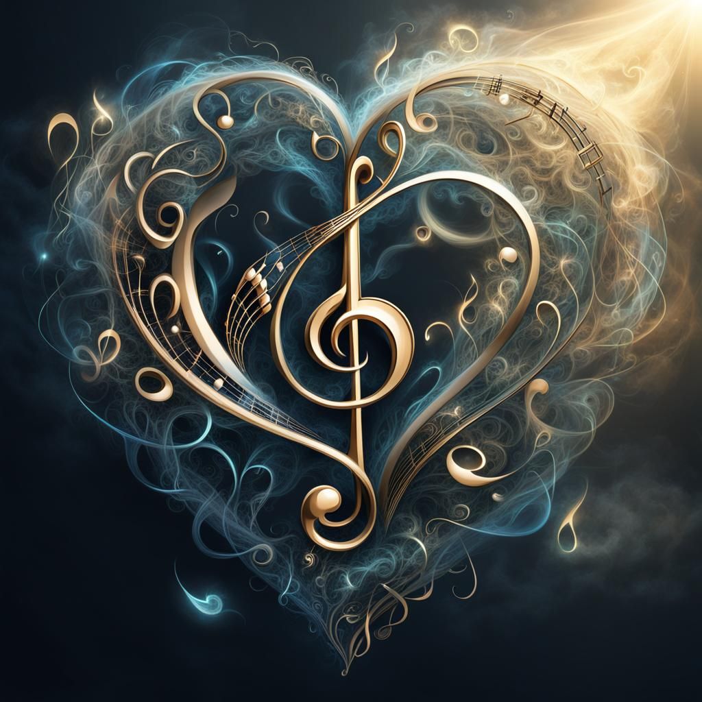 Abstract Heart of Music in Ethereal Luminescence