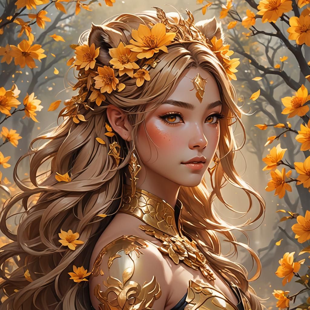 Lioness Woman Portrait in Anime 3D Art Style