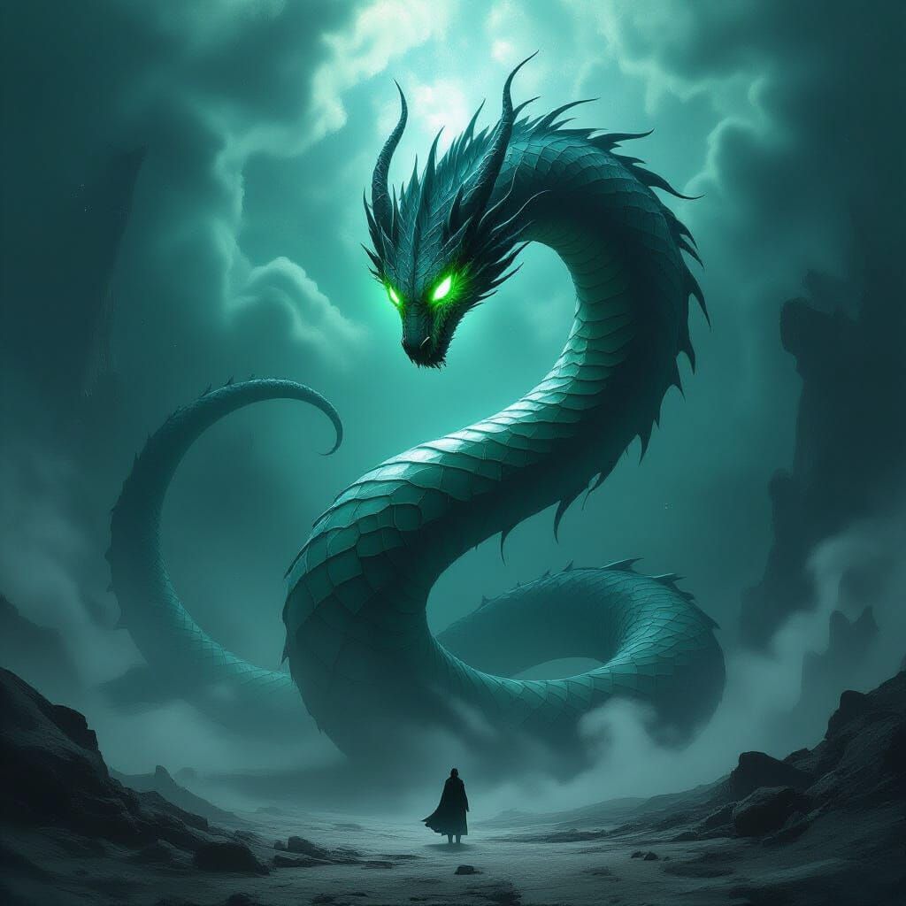 Colossal Shadow Serpent in Starry Void