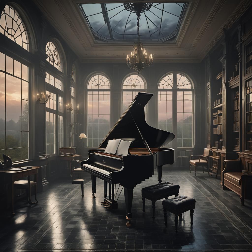 Jugendstil Mansion Music Room in Twilight