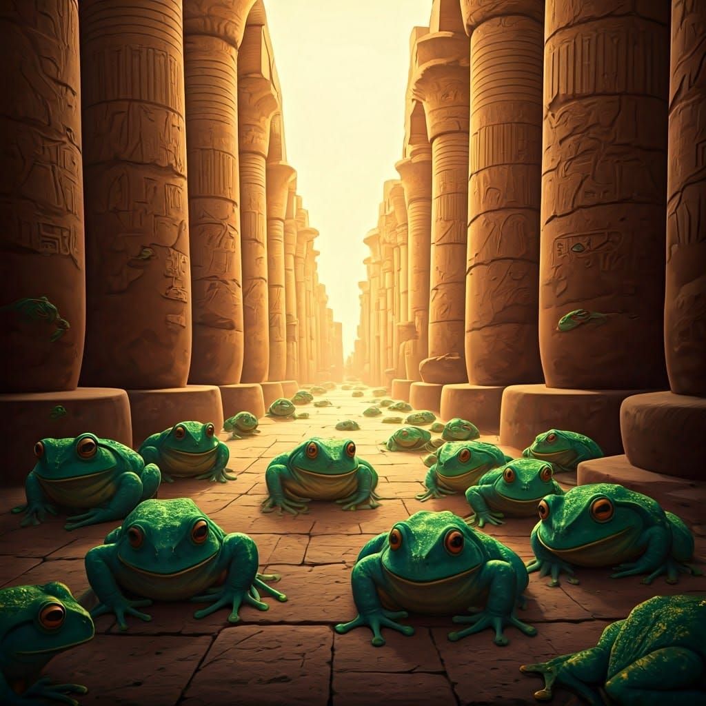 Frogs Overrun Egypt: Romantic and Digital Art Fusion