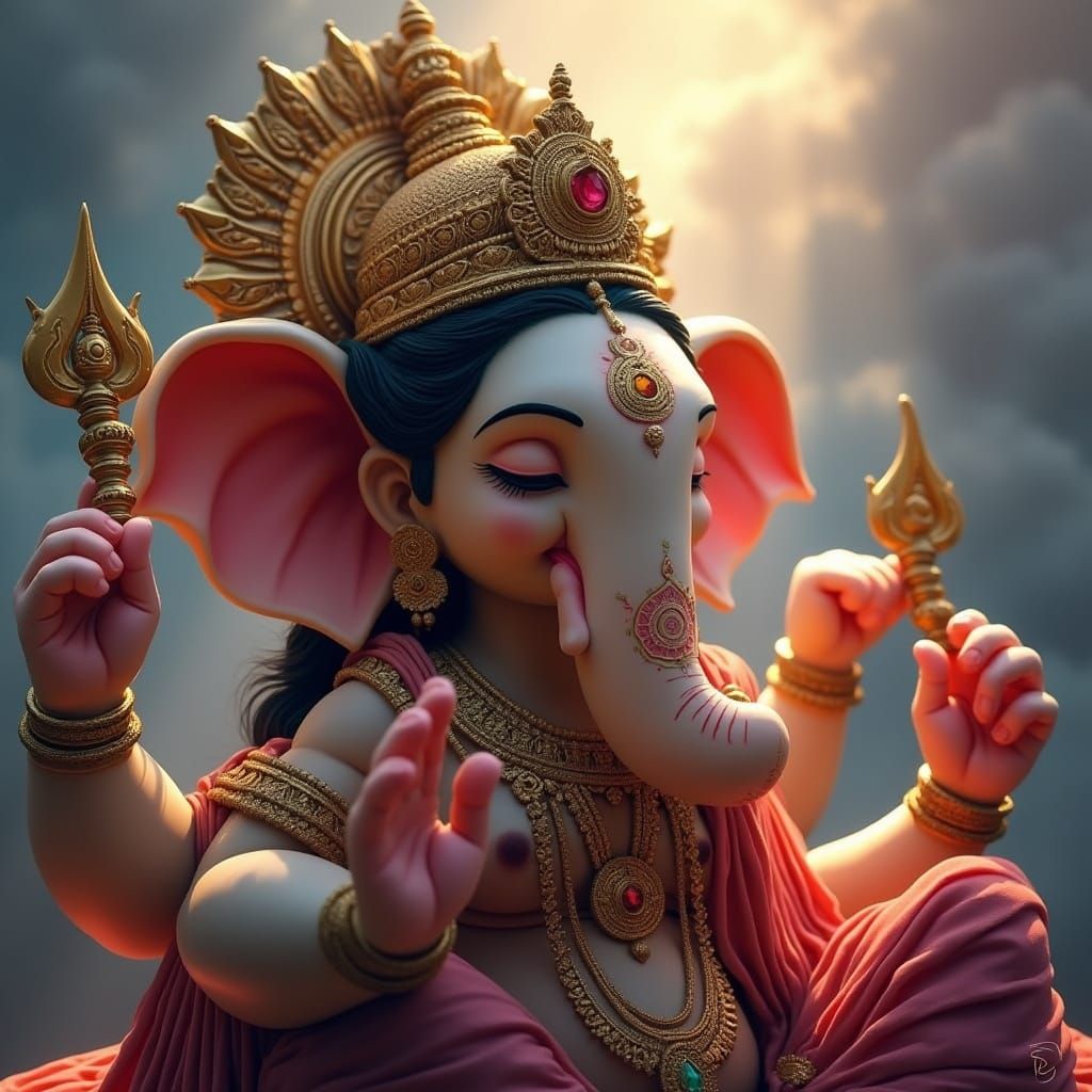 Durga Mata in Style of Raja Ravi Varma