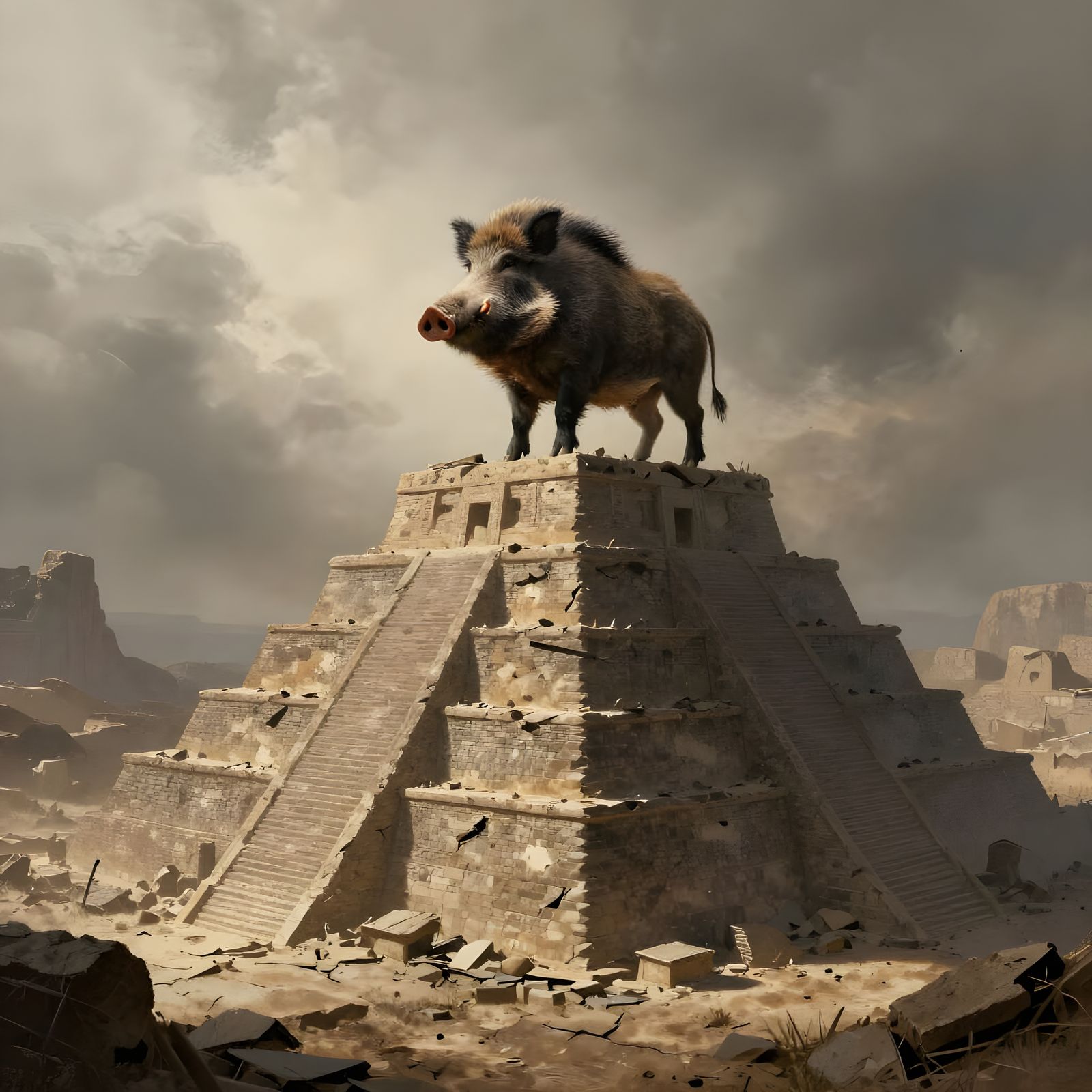 Colossal Boar Surveys Post-Apocalyptic Ziggurat