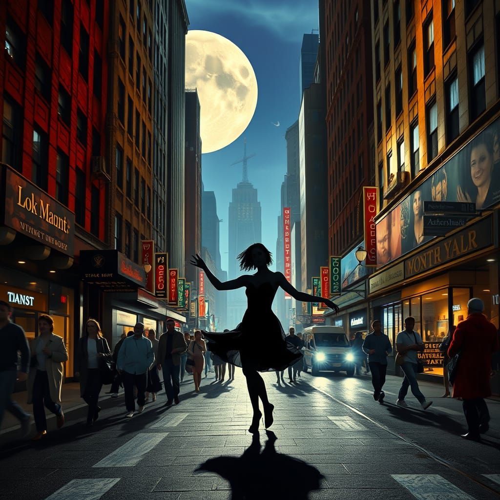 Moonlit Dancer on New York Street
