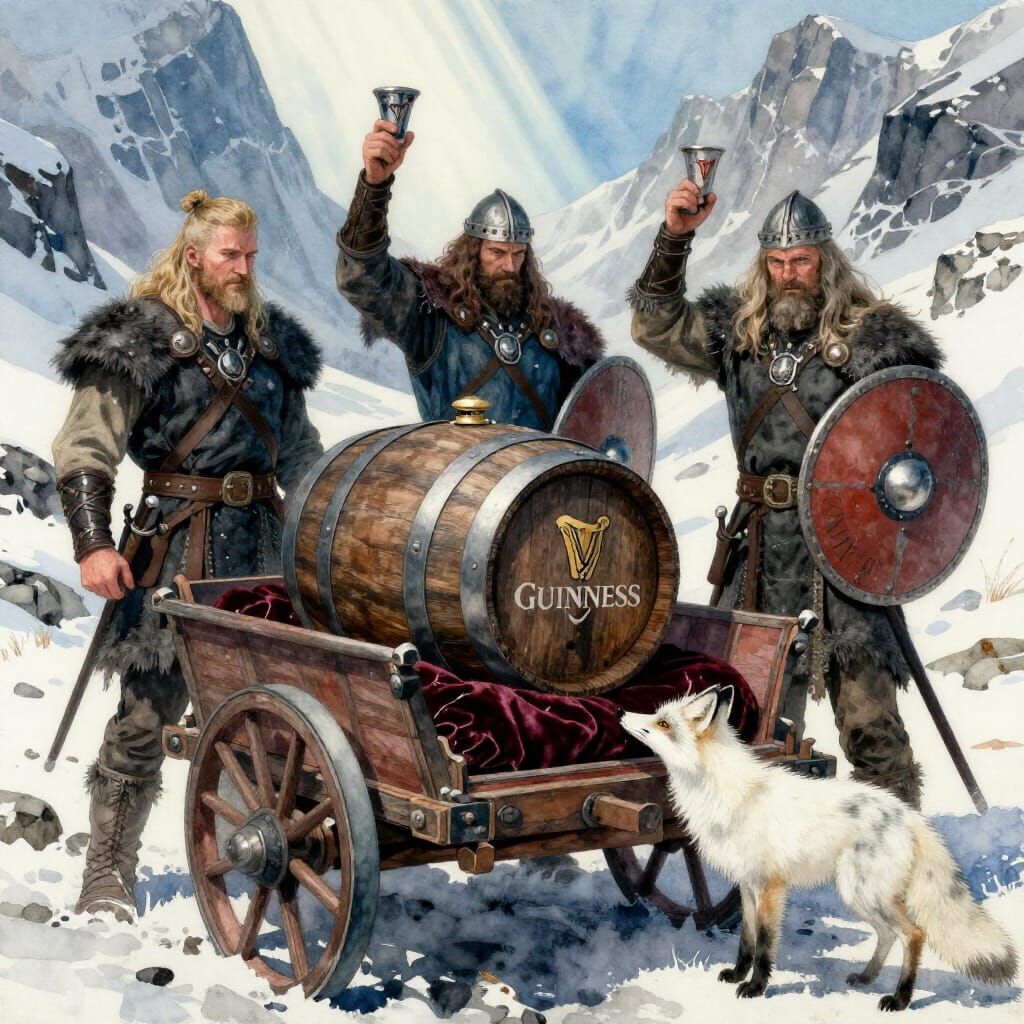 Viking Guardians Protect Legendary Guinness Barrel in Snow