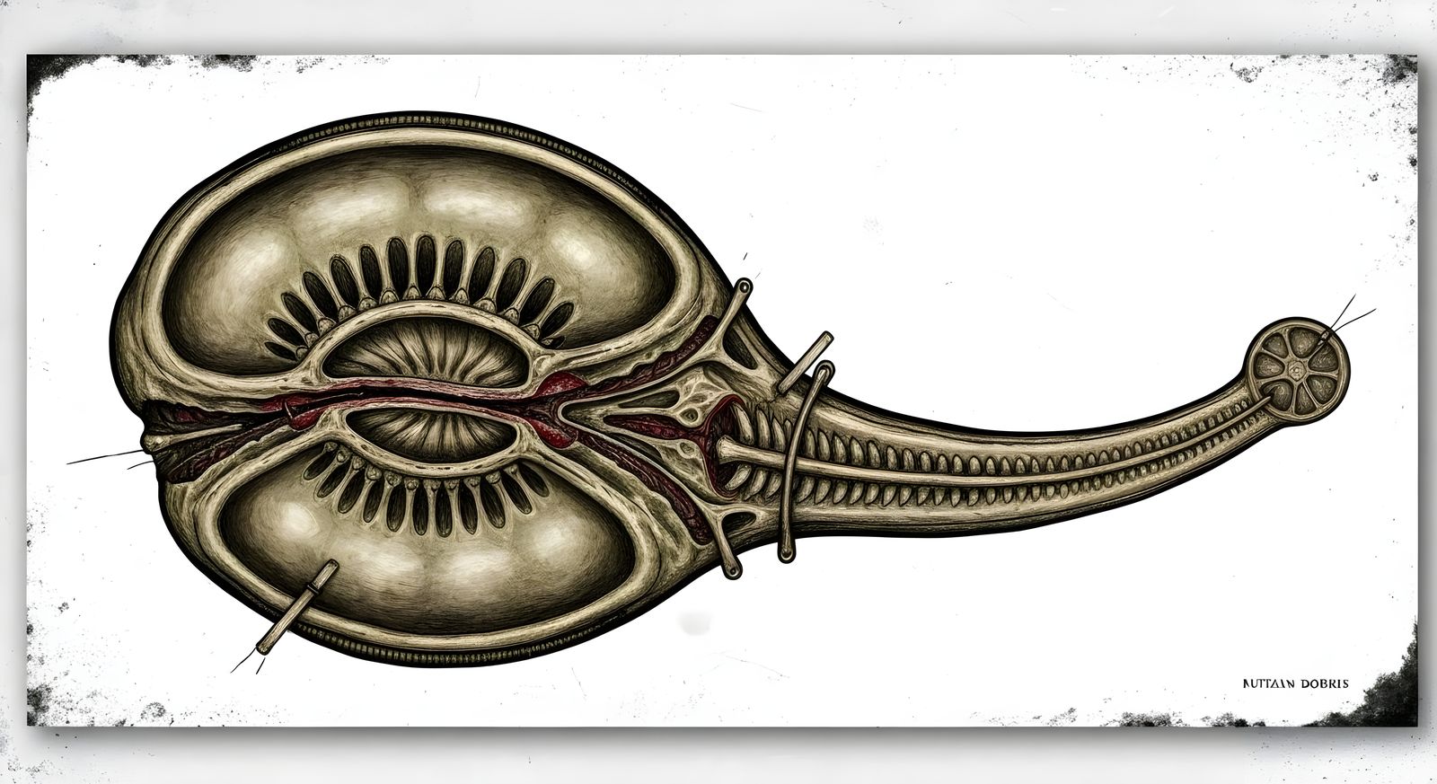 Alien Embryo Schematic Technical Drawing on Canvas