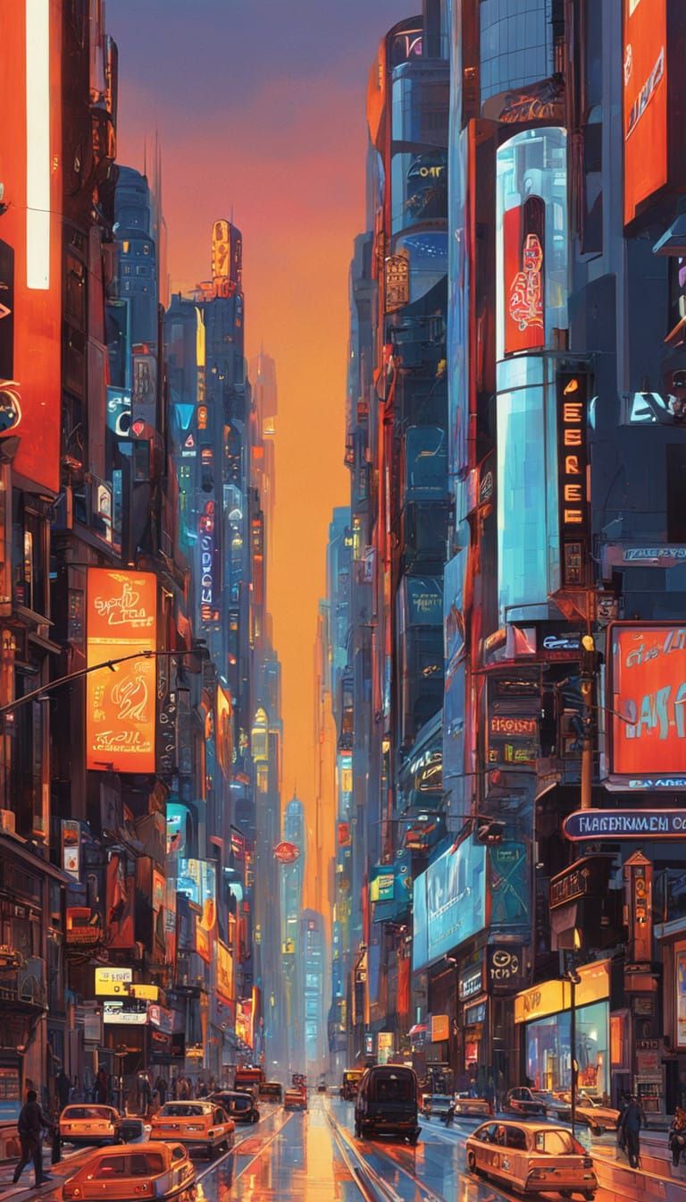 Cyberpunk Cityscape Unfolds at Dusk